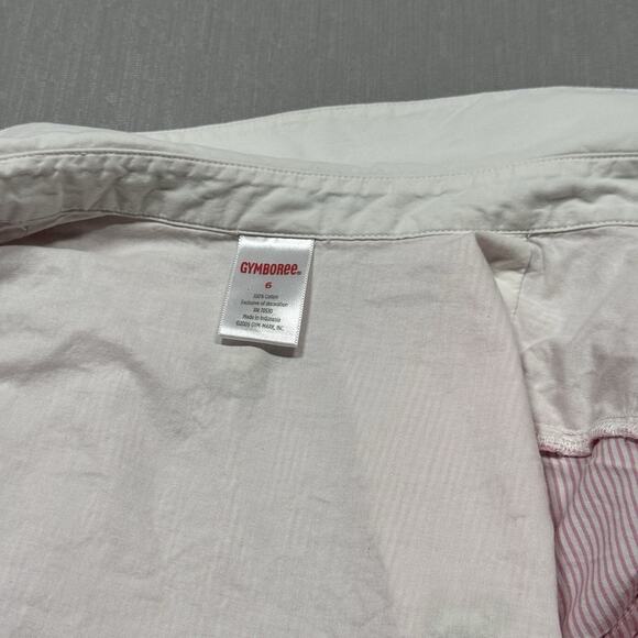 Gymboree Pink Striped Puppy Dog Bow Button Front Shirt Dress Girls Size 6 Golden - Picture 5 of 7